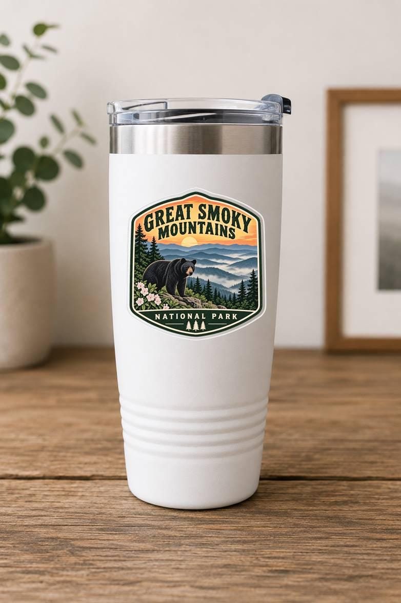 Great Smoky Mountains National Park Sticker, Smoky Mountains Decal, Black Bear Sticker, Gatlinburg Tennessee Sticker, Hiking Outdoor ST 012