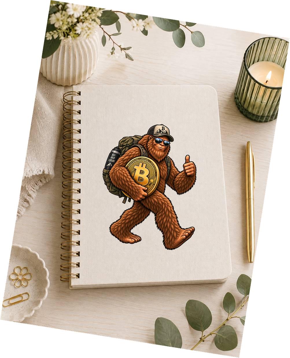 Bigfoot Bitcoin Sticker, Sasquatch Crypto Vinyl Decal, BTC Cryptocurrency Sticker – ST 041