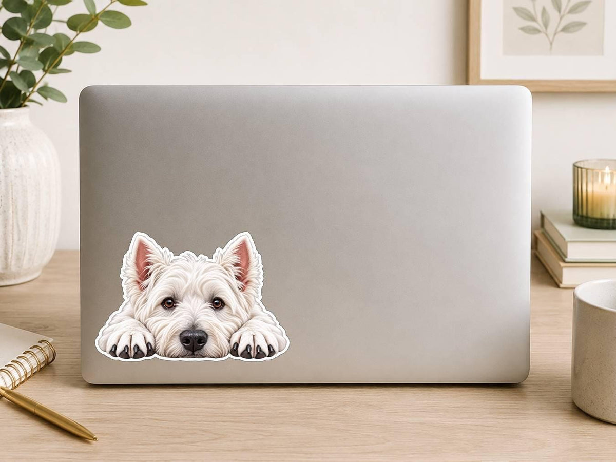 Westie Sticker, West Highland White Terrier Vinyl Decal, Waterproof Laminated Dog Sticker st 115