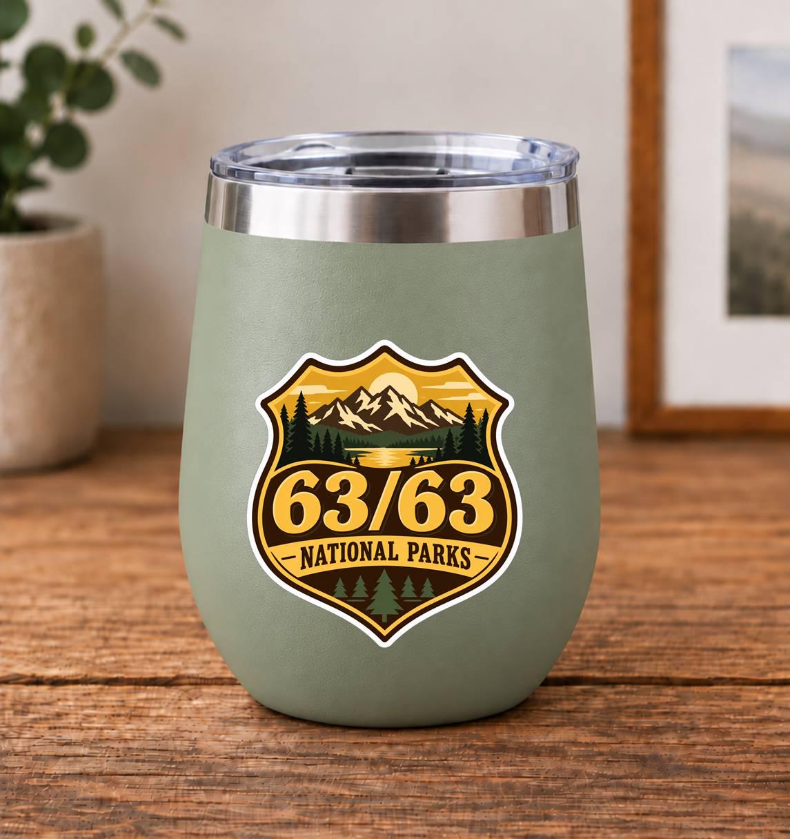 63/63 National Parks Sticker, All 63 Parks Decal, National Park Lover Gift, Hiking Travel Sticker ST 160