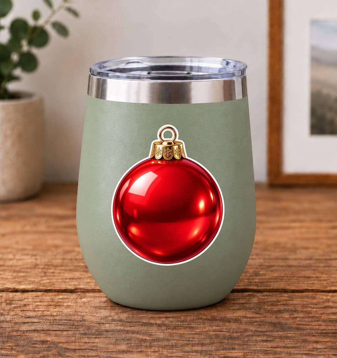 Christmas Ornament Sticker, Holiday Ball Vinyl Decal, Waterproof Laminated Christmas Sticker ST 192