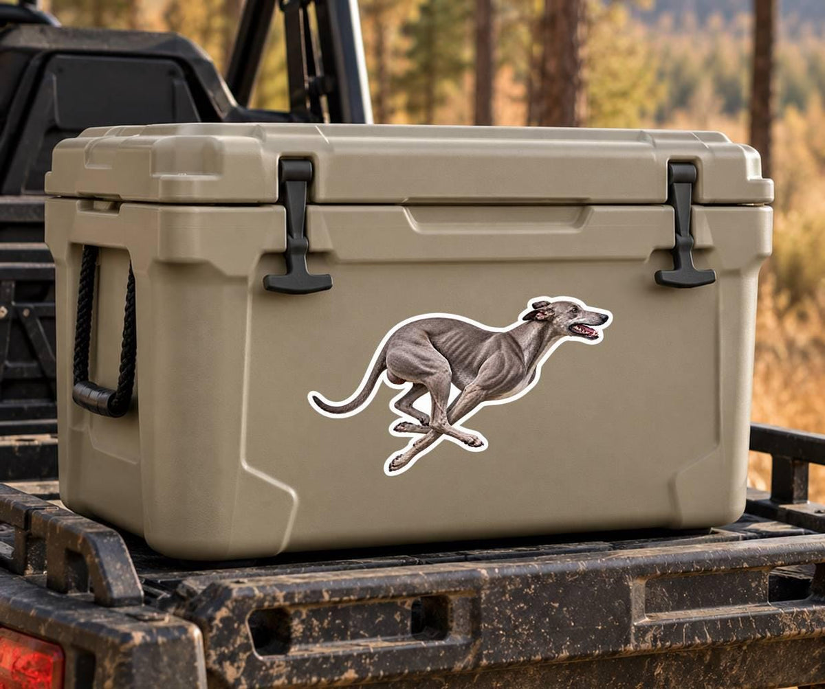 Greyhound Sticker, Running Greyhound Vinyl Decal, Waterproof Laminated Dog Sticker st 166
