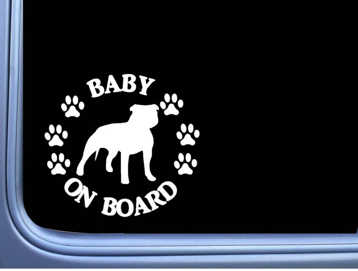 Baby on Board American Bully Uncropped Pitbull Vinyl Decal – 6 Inch