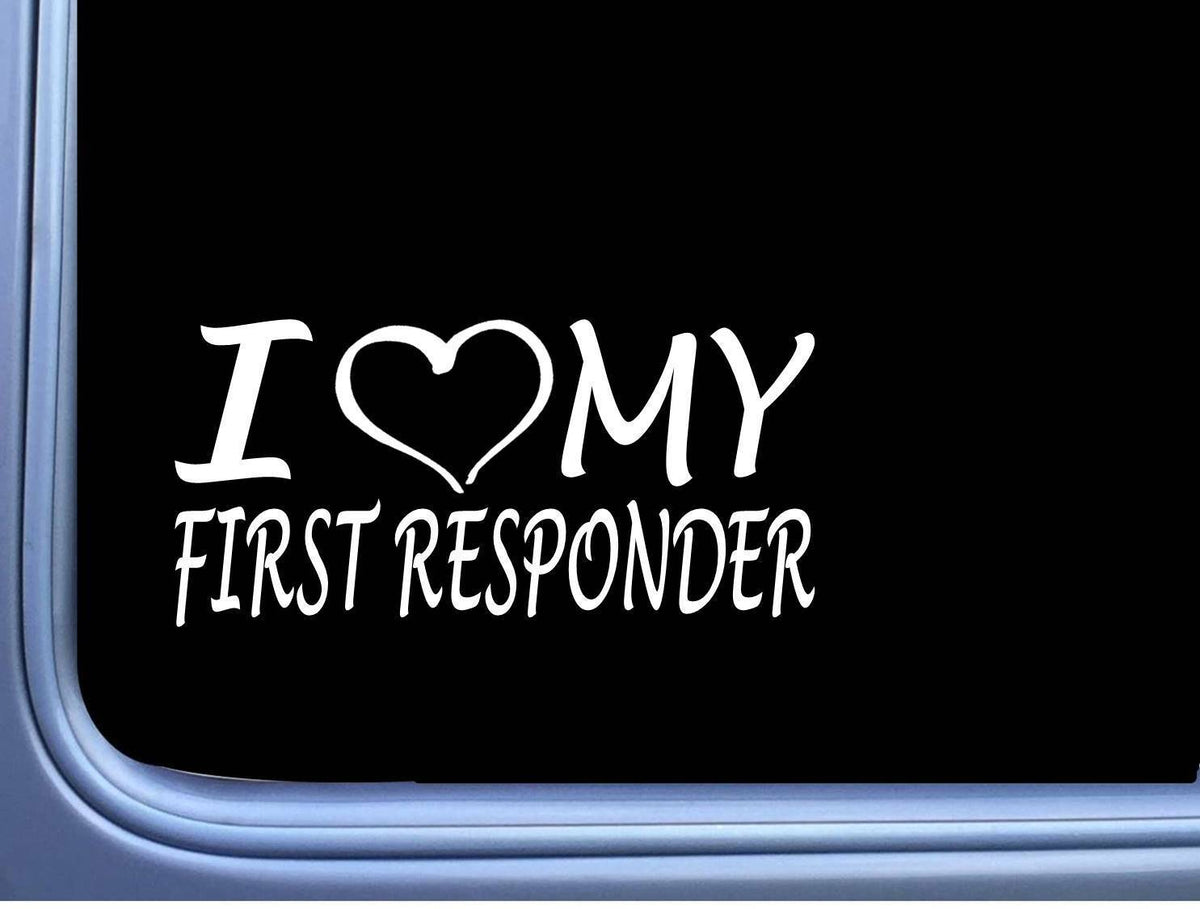 I Love My First Responder EMT Vinyl Decal – 8 Inch