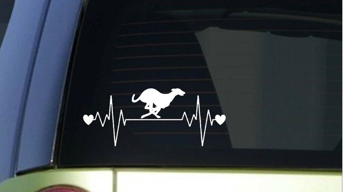 Greyhound Heartbeat Lifeline Wide Vinyl Decal – 8 Inch