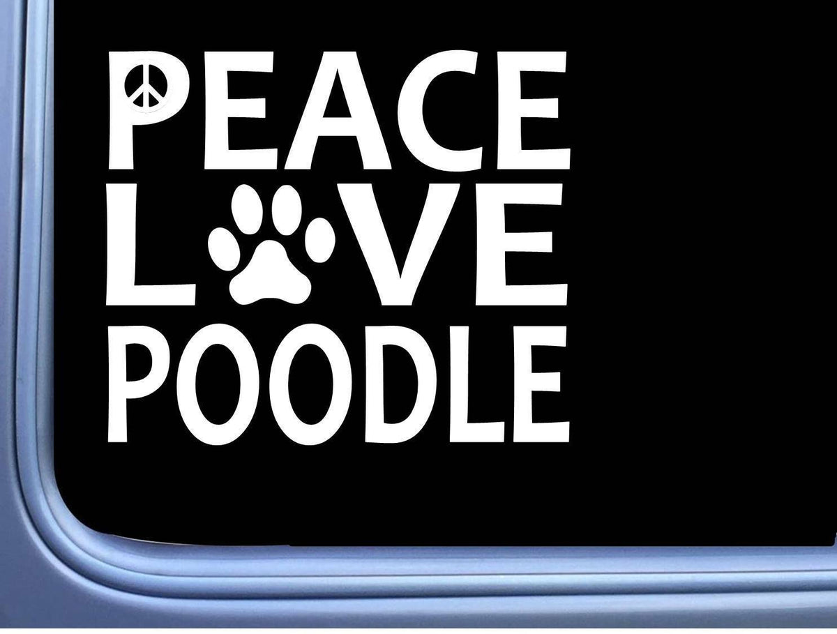 Poodle Peace Love Dog Vinyl Decal – 6 Inch
