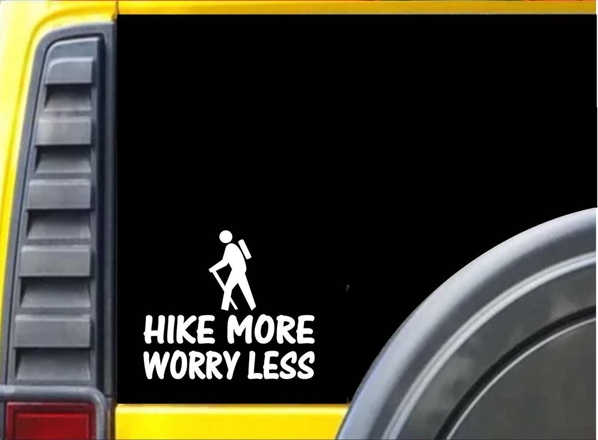 Hike More Worry Less Vinyl Decal – 6 Inch