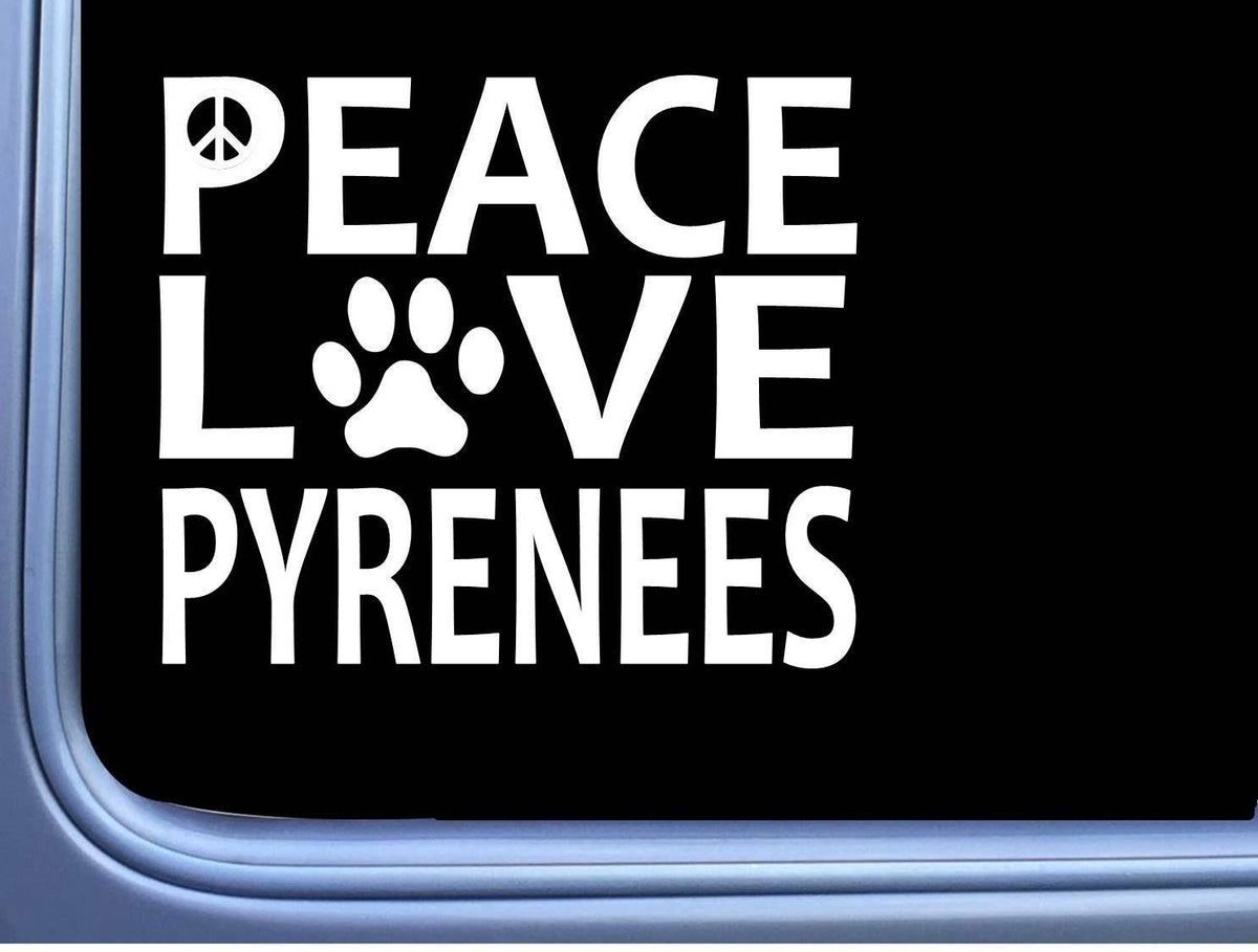 Great Pyrenees Peace Love Dog Vinyl Decal – 6 Inch