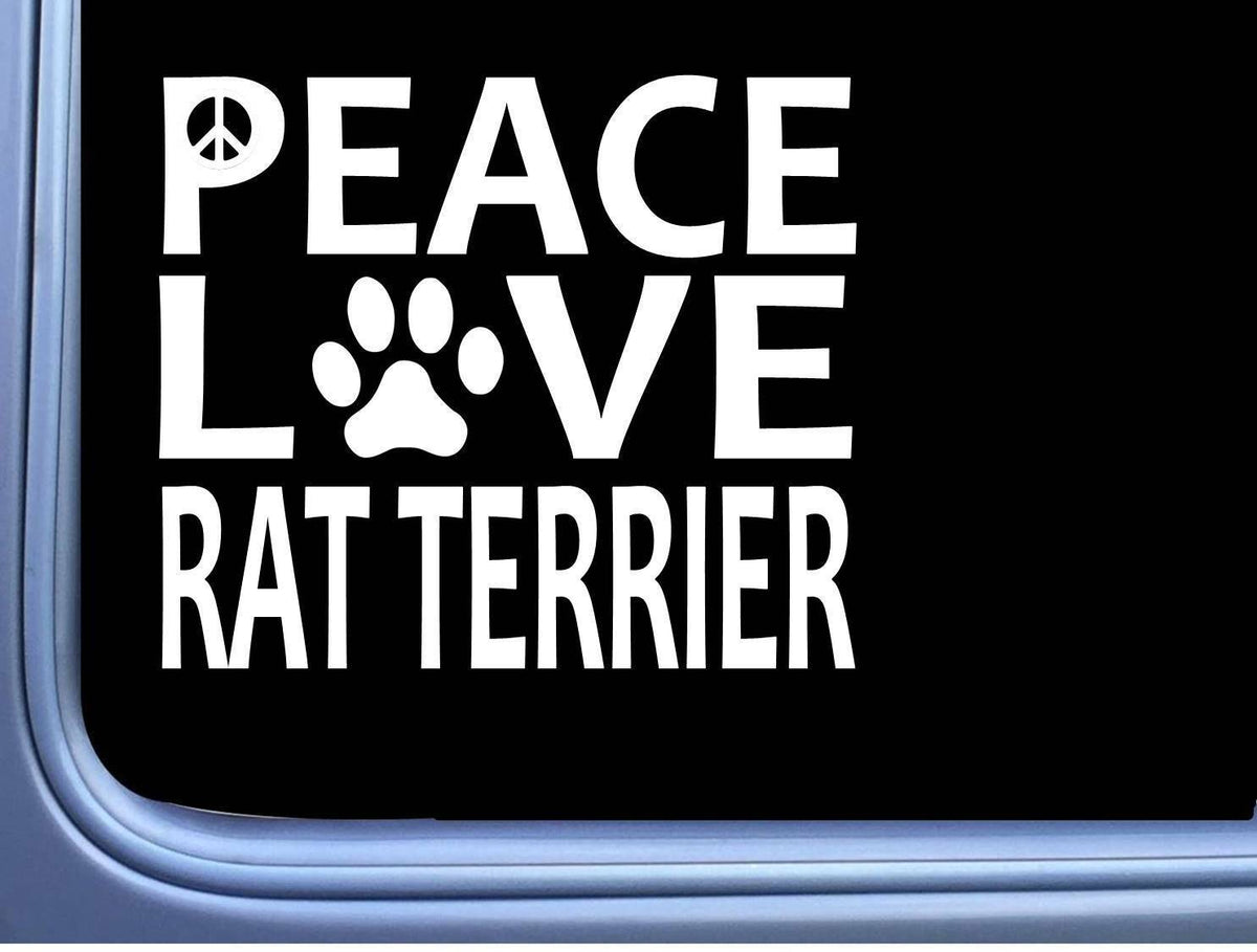 Rat Terrier Peace Love Dog Vinyl Decal – 6 Inch