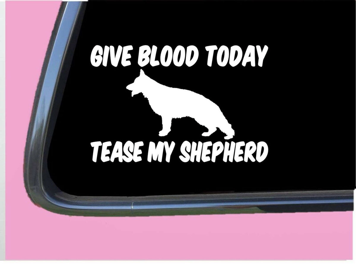 Give Blood German Shepherd Vinyl Decal – 8 Inch