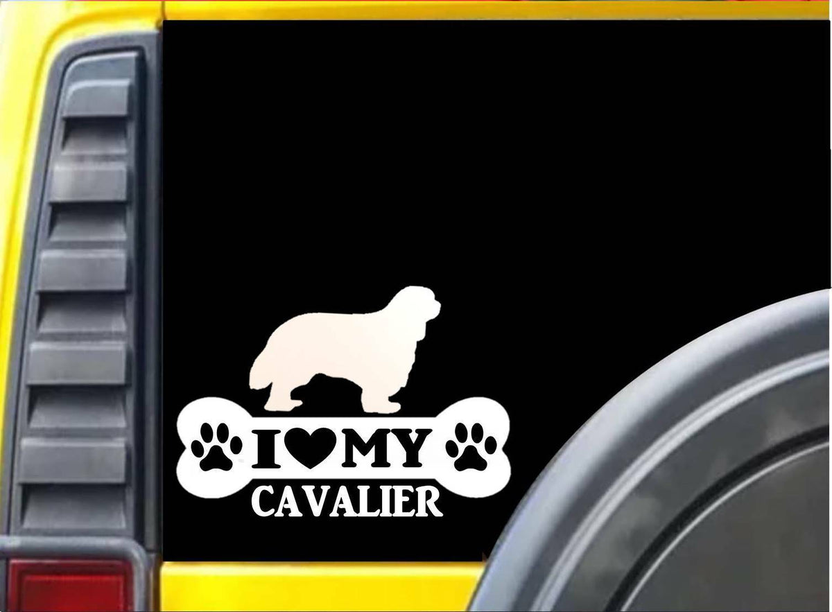Cavalier Bone Cavalier King Charles Spaniel Collar Dog Vinyl Decal – 8 Inch