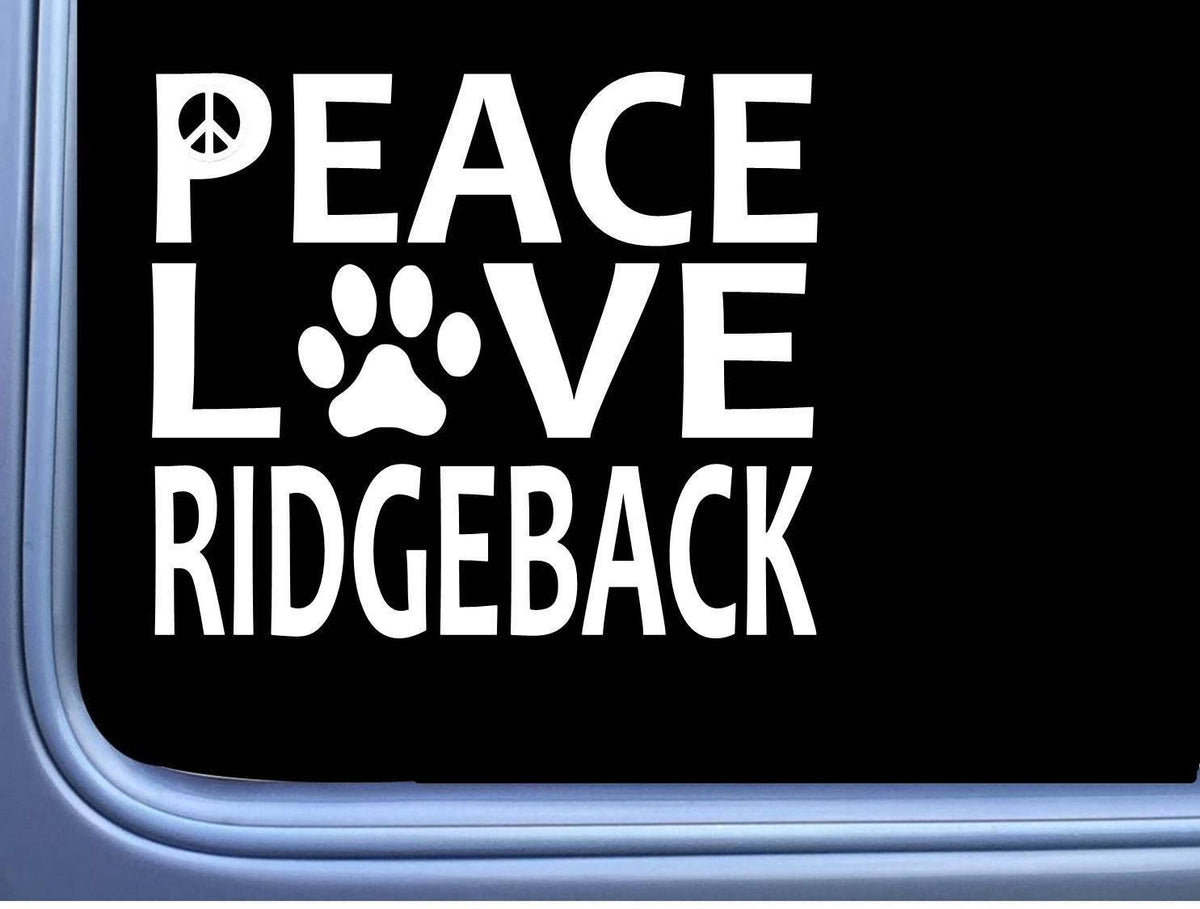 Rhodesian Ridgeback Peace Love Dog Vinyl Decal – 6 Inch