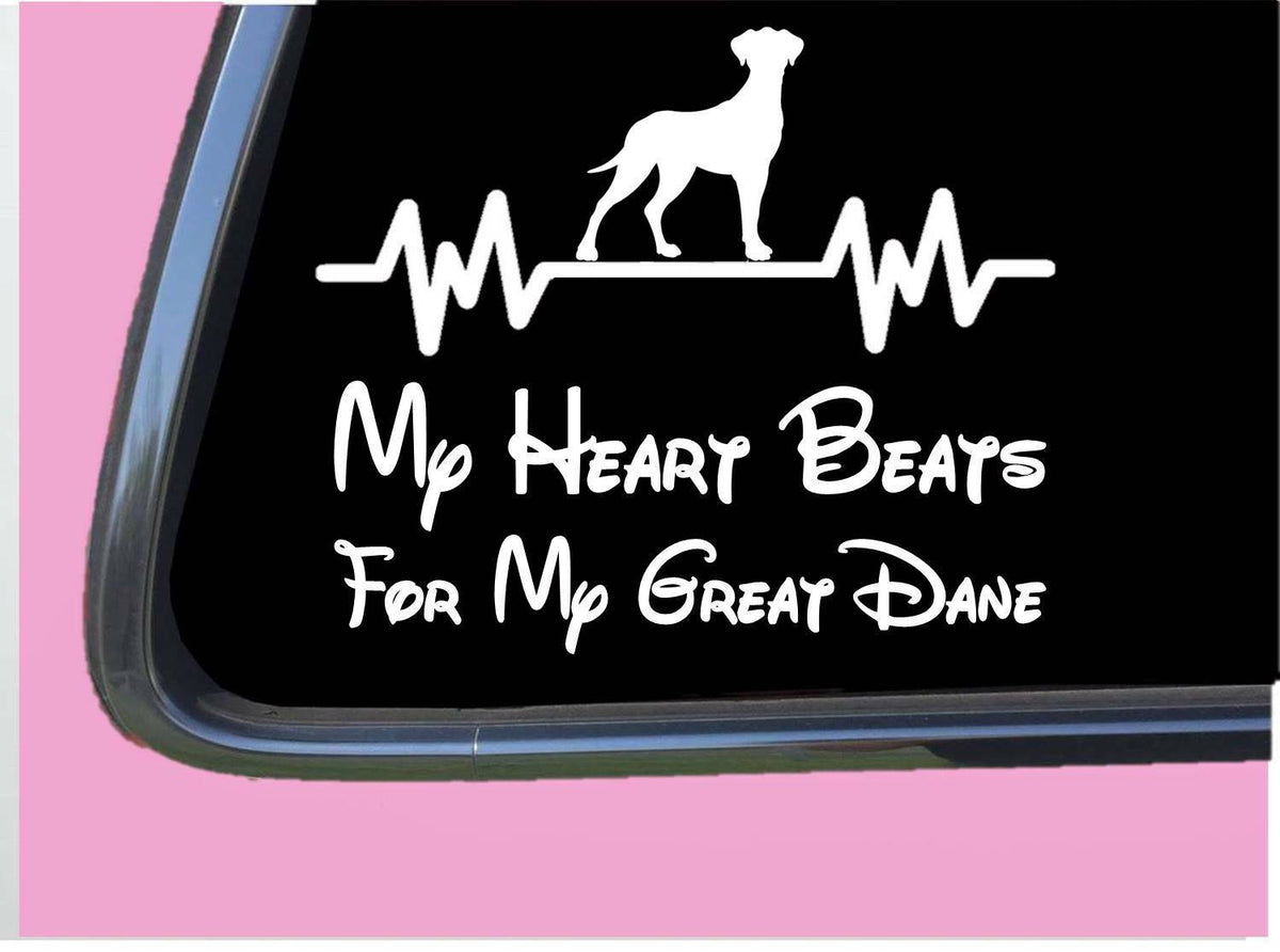 Great Dane Uncropped Heart Beats for Lifeline Dog Breed Vinyl Decal – 6 Inch