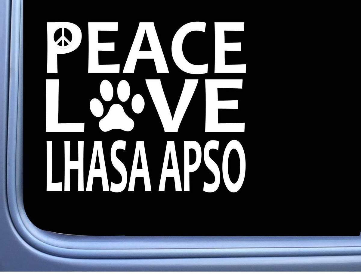 Lhasa Apso Peace Love Dog Vinyl Decal – 6 Inch