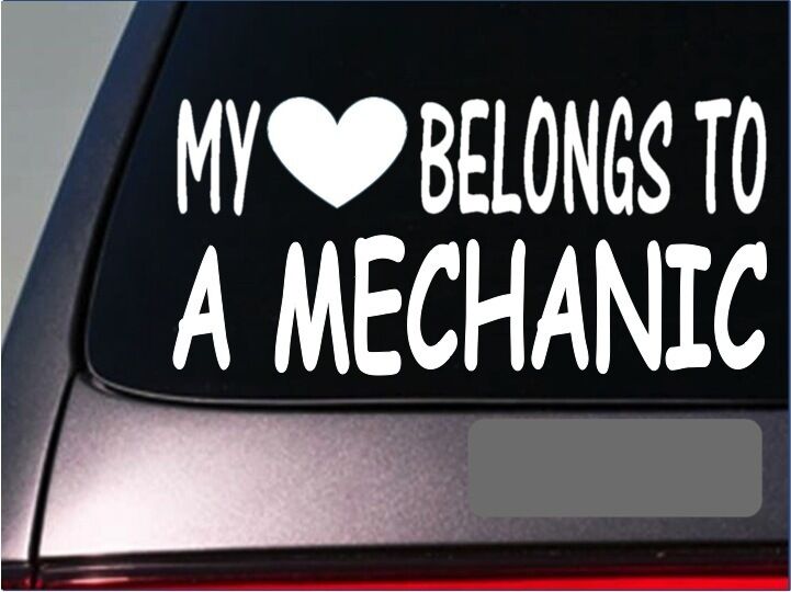 Mechanic My Heart Belongs Vinyl Decal – 8 Inch