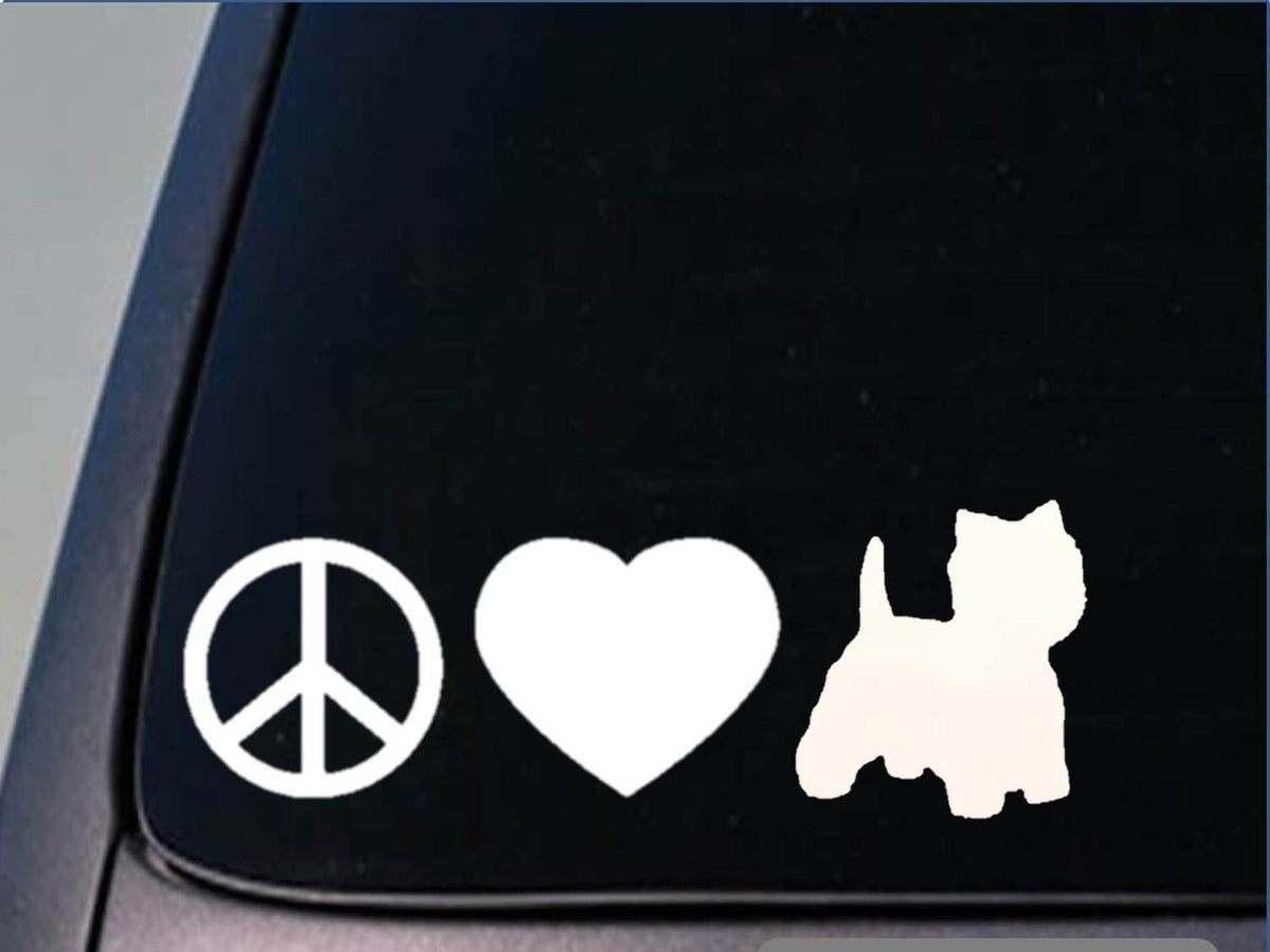 Peace Love Westie Vinyl Decal – 8 Inch