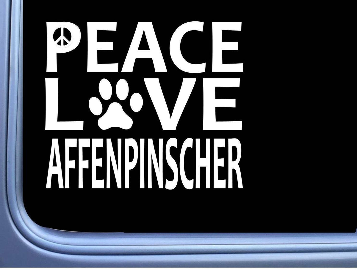 Affenpinscher Peace Love Dog Vinyl Decal – 6 Inch