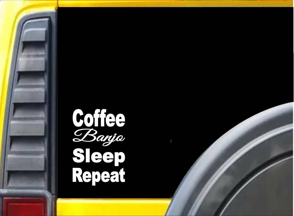 Coffee Banjo Sleep Vinyl Decal – 8 Inch