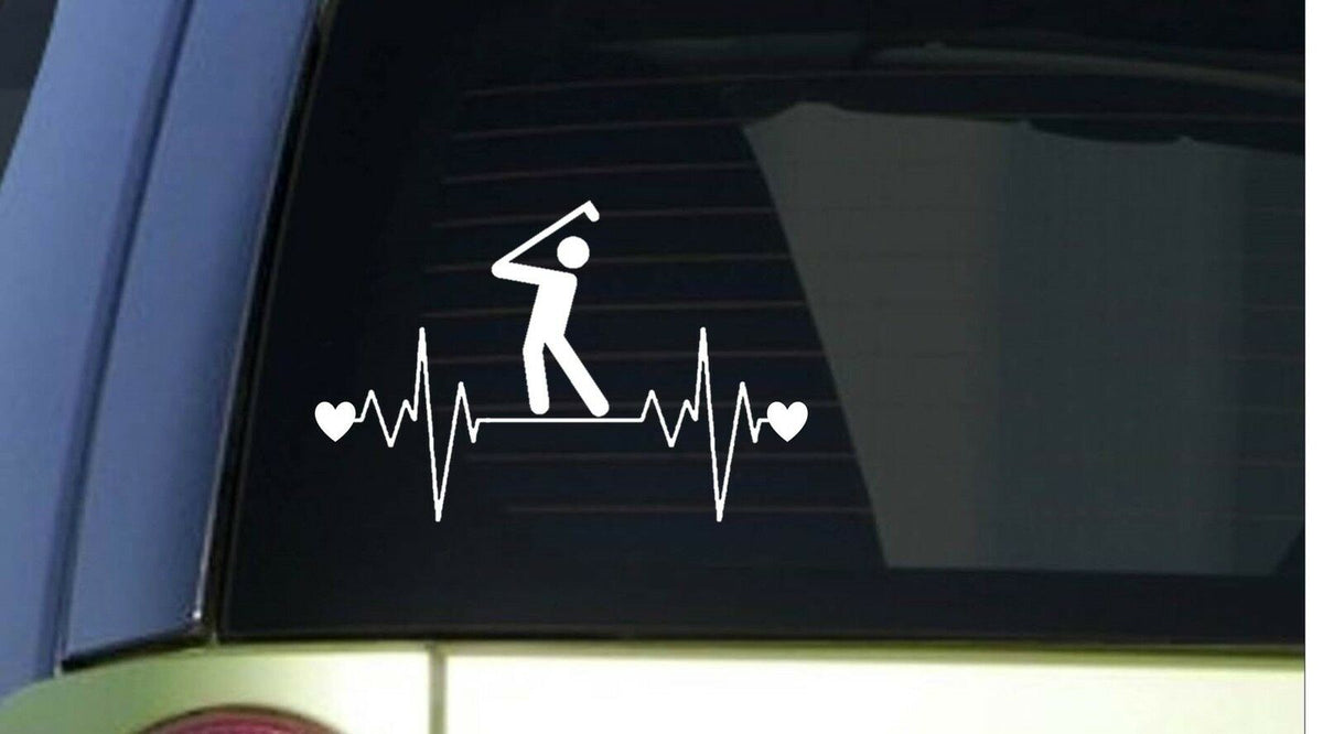 Golf Heartbeat Lifeline Wide Vinyl Decal – 8 Inch