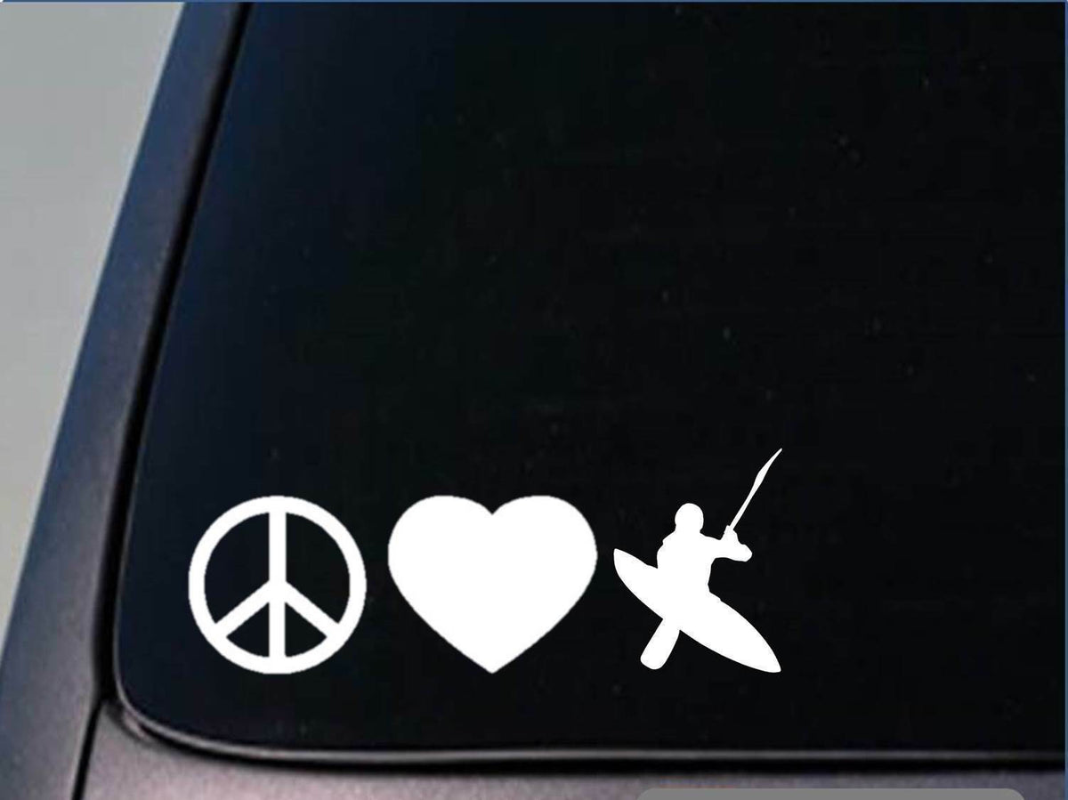 Peace Love Kayaker Vinyl Decal – 8 Inch