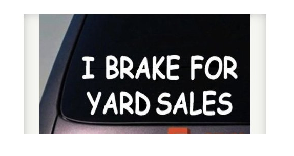 I Brake for Yard Sales Vinyl Decal – 8 Inch