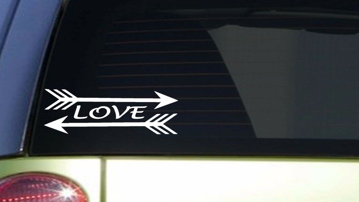 Double Arrow Love Wide Vinyl Decal – 8 Inch