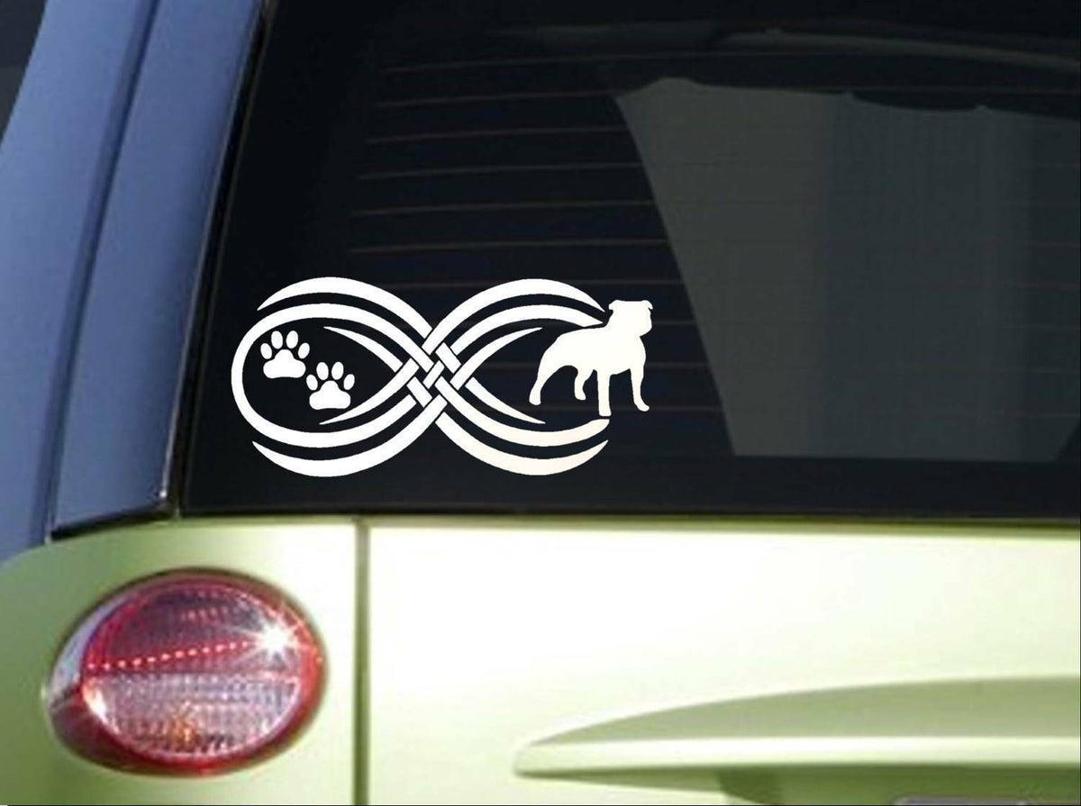 Tribal Pitbull Uncropped Infinity Sitcker Wide Pit Bull Vinyl Decal – 8.5 Inch