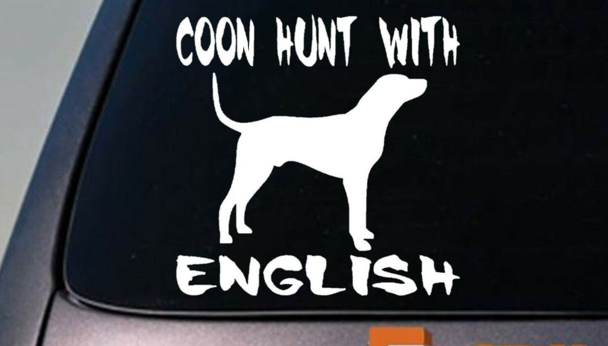 Coon Hunt with English Coonhounds Vinyl Decal – 6 Inch