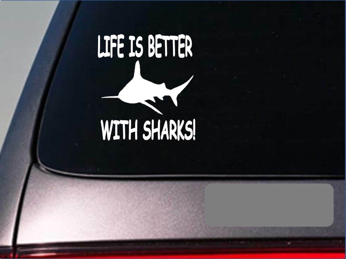 Life Is Better with Sharks Vinyl Decal – 6 Inch