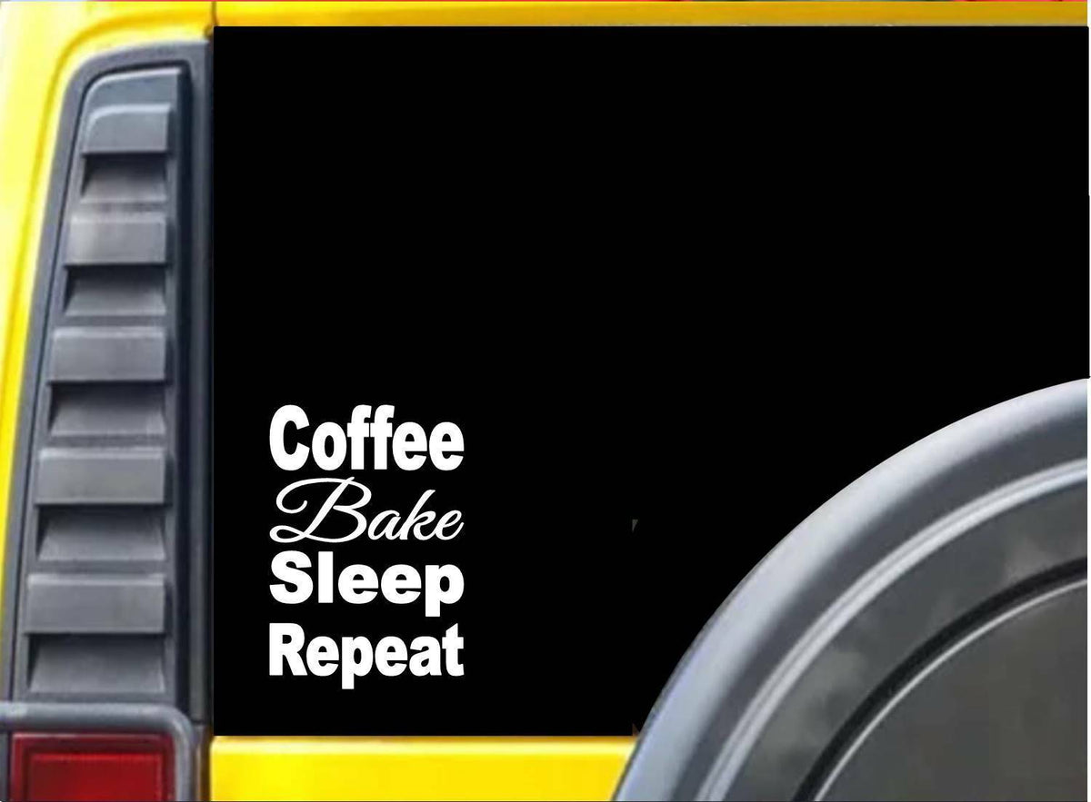 Coffee Bake Sleep Vinyl Decal – 8 Inch