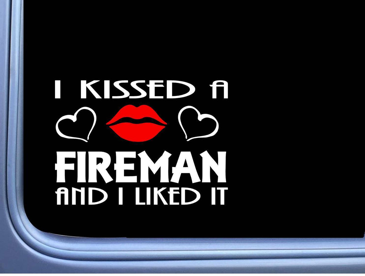 Fireman Kissed Firefighter Vinyl Decal – 8 Inch