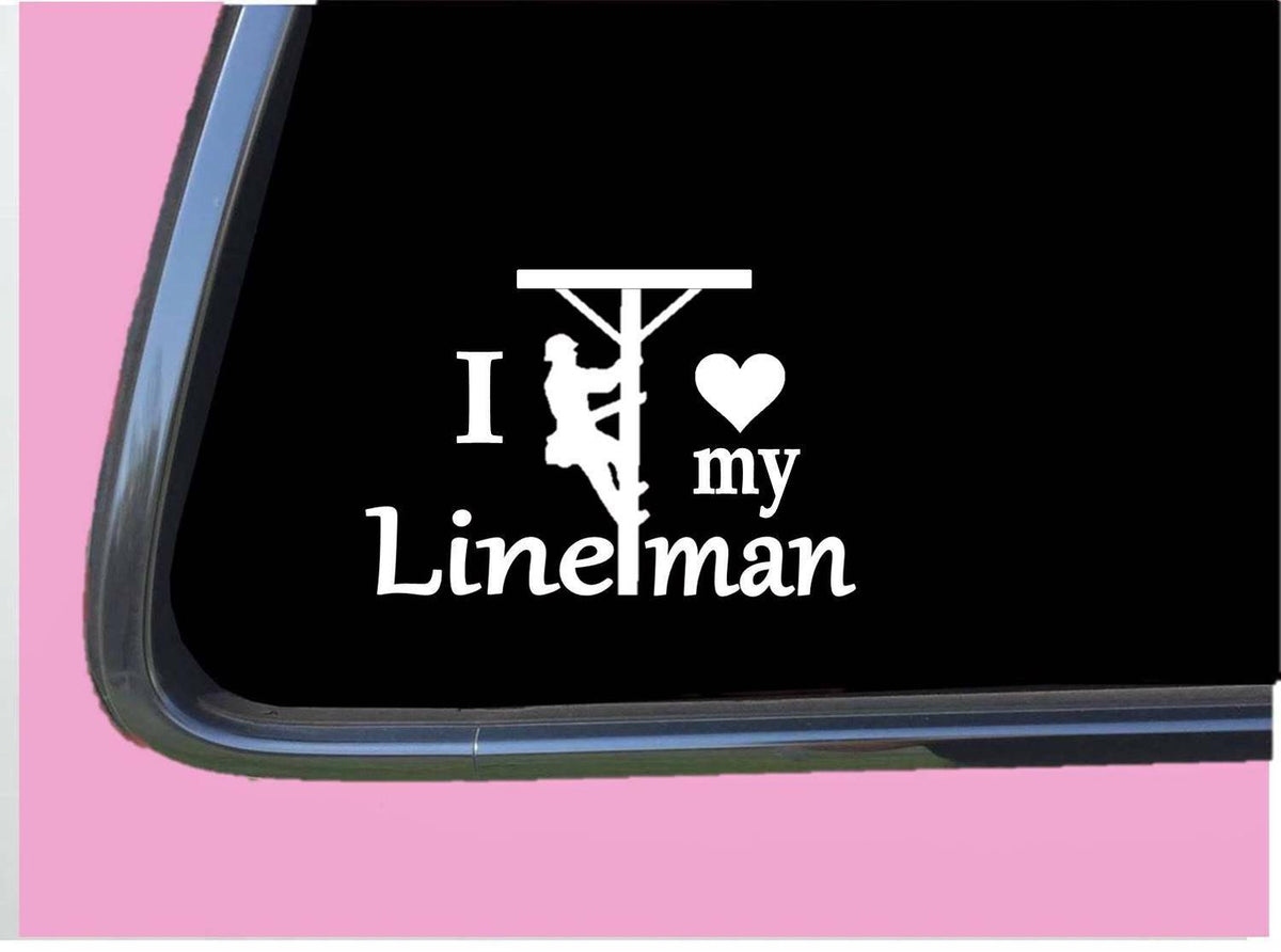 I Love My Lineman Vinyl Decal – 8 Inch