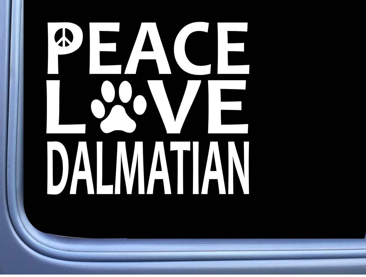 Dalmatian Peace Love Dog Vinyl Decal – 6 Inch