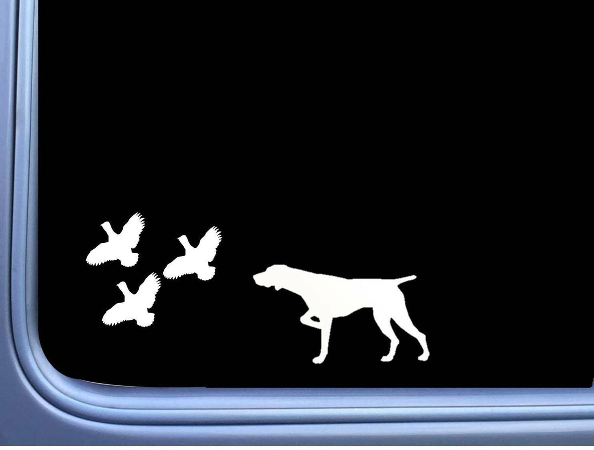 German Shorthair Pointer 3 Quail Shorthaired Dog Vinyl Decal – 8 Inch