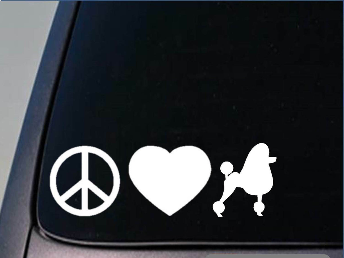 Peace Love Poodle Vinyl Decal – 8 Inch
