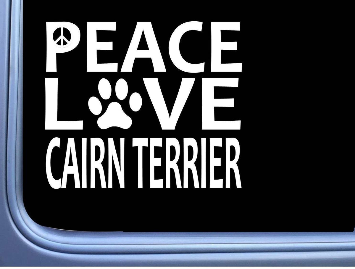 Cairn Terrier Peace Love Dog Vinyl Decal – 6 Inch