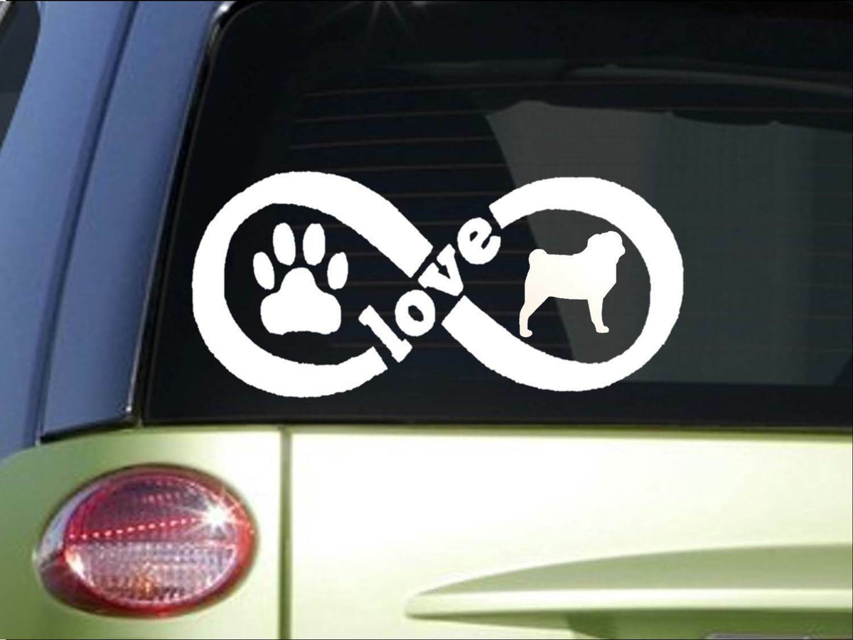 Pug Infinity Vinyl Decal – 8.5 Inch