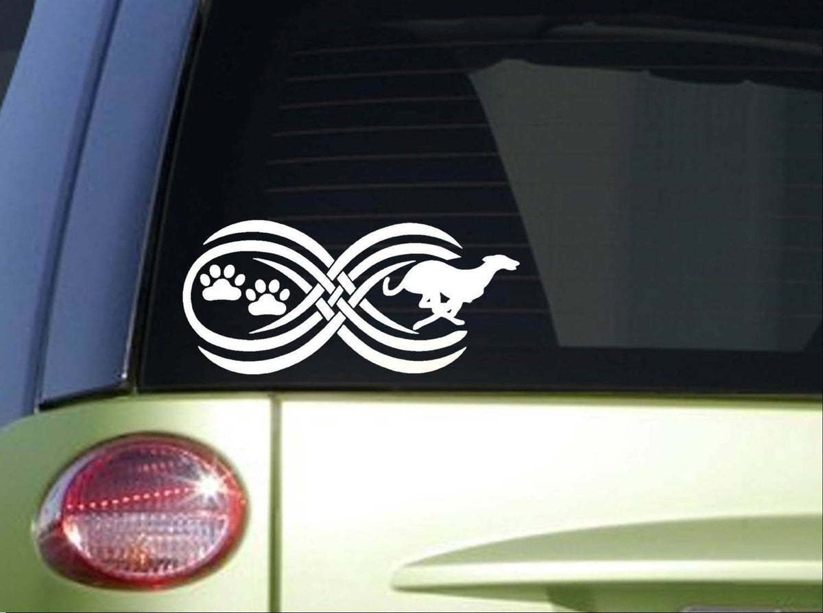 Tribal Greyhound Infinity Sitcker Wide Vinyl Decal – 8.5 Inch