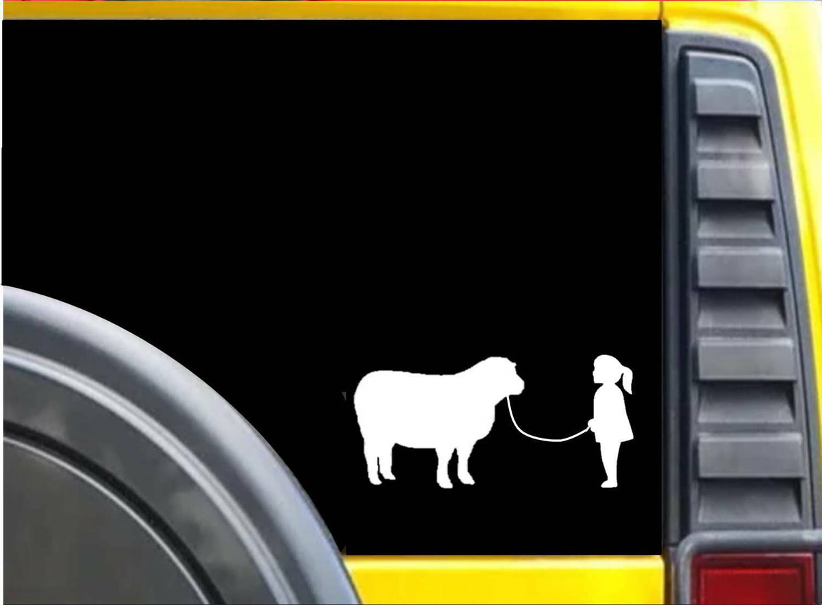 Girl Showing Sheep Vinyl Decal – 8 Inch