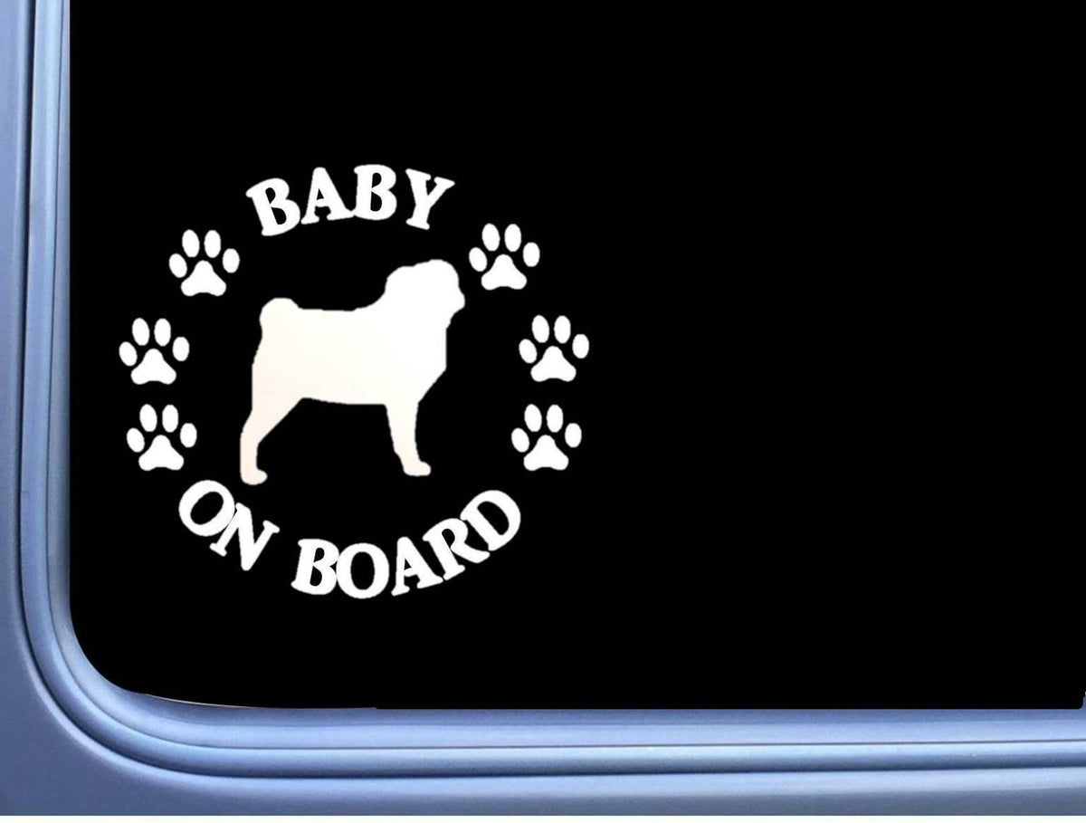 Baby on Board Pug Vinyl Decal – 6 Inch