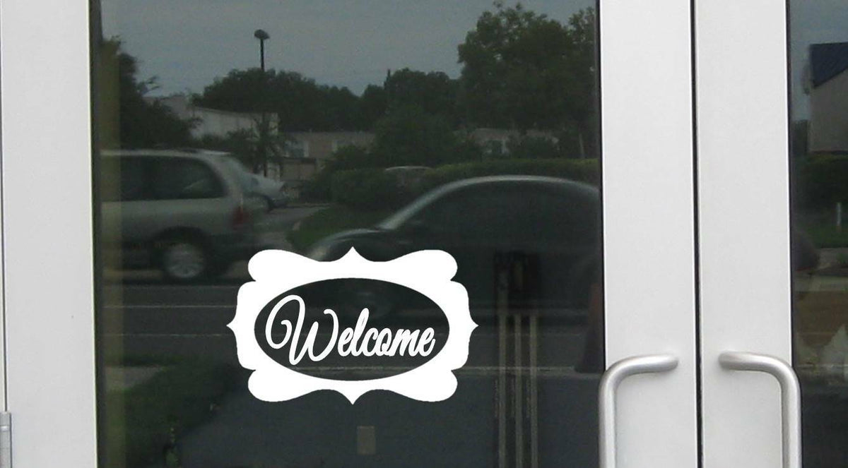 Welcome Fancy Wide Vinyl Decal – 8 Inch