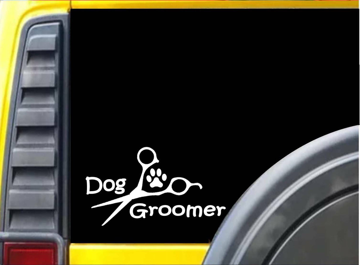 Dog Groomer Scissors Paw Heartbeat Dog Vinyl Decal – 8 Inch