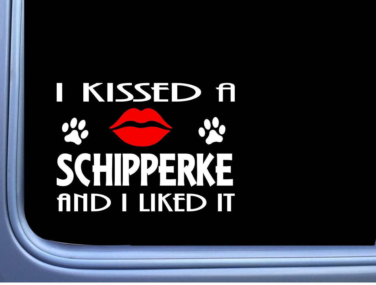 Schipperke Kissed Dog Vinyl Decal – 8 Inch