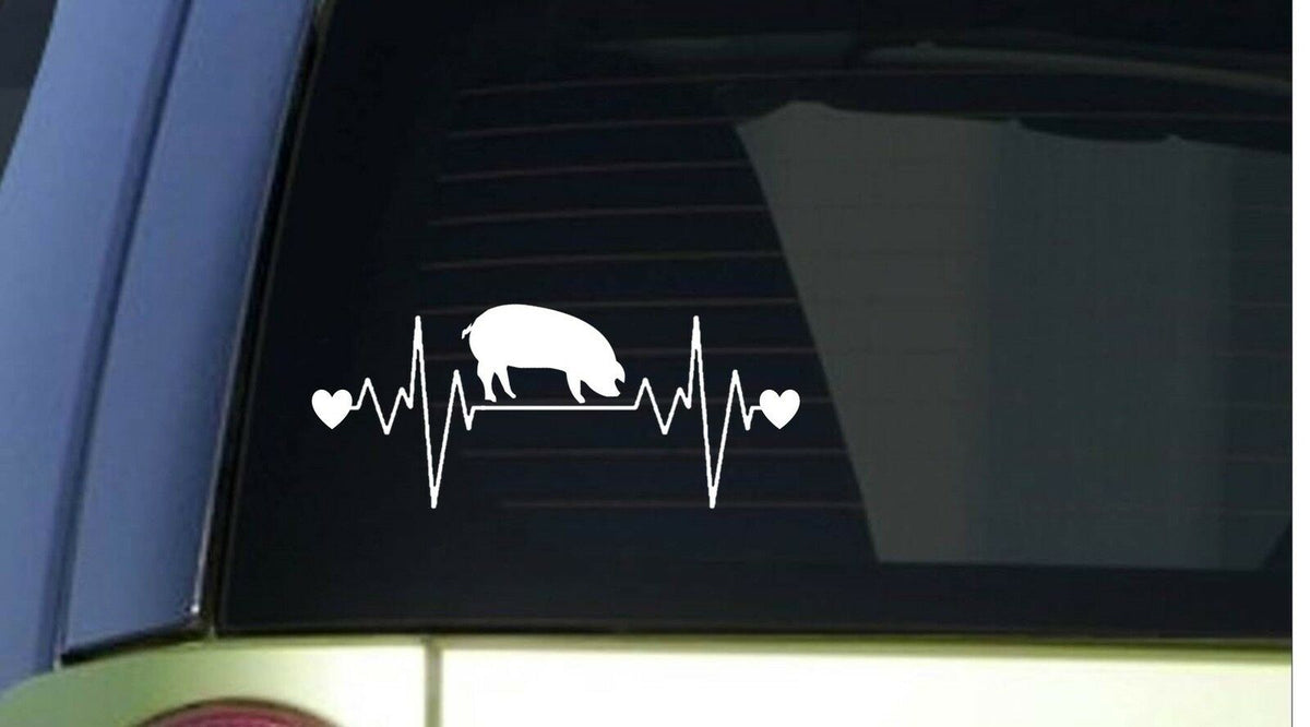 Pig Heartbeat Lifeline Wide Vinyl Decal – 8 Inch