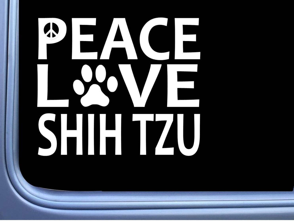 Shih Tzu Peace Love Dog Vinyl Decal – 6 Inch