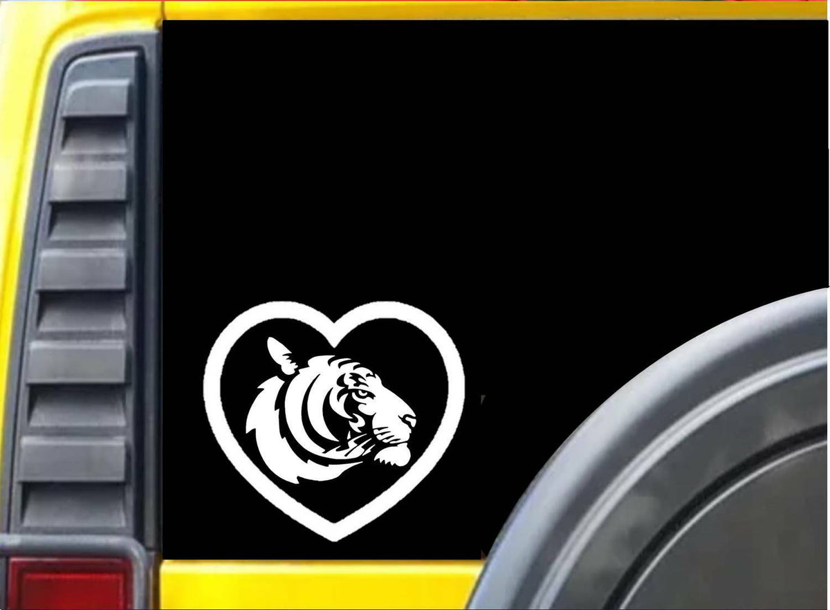 Tiger Head Heart Vinyl Decal – 6 Inch