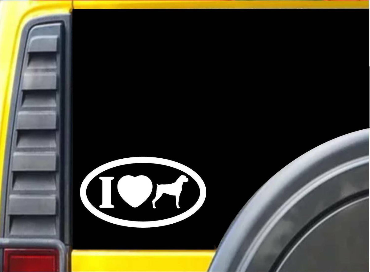 I Love Uncropped Boxer Oval Dog Schutzhund Vinyl Decal – 8 Inch