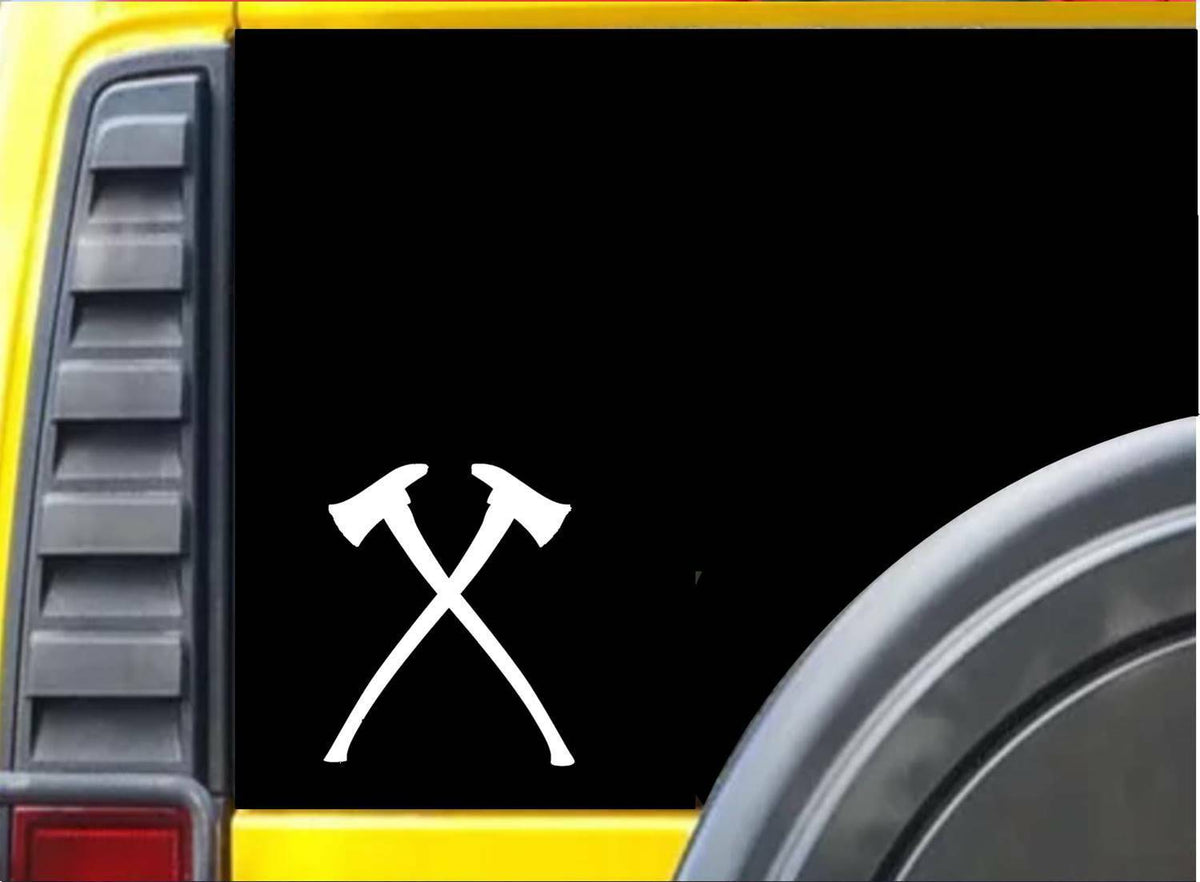 Fireman Ax Crossed Vinyl Decal – 6 Inch