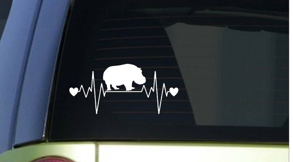 Hippo Heartbeat Lifeline Wide Vinyl Decal – 8 Inch