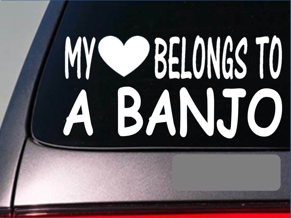 Banjo My Heart Belongs Vinyl Decal – 8 Inch